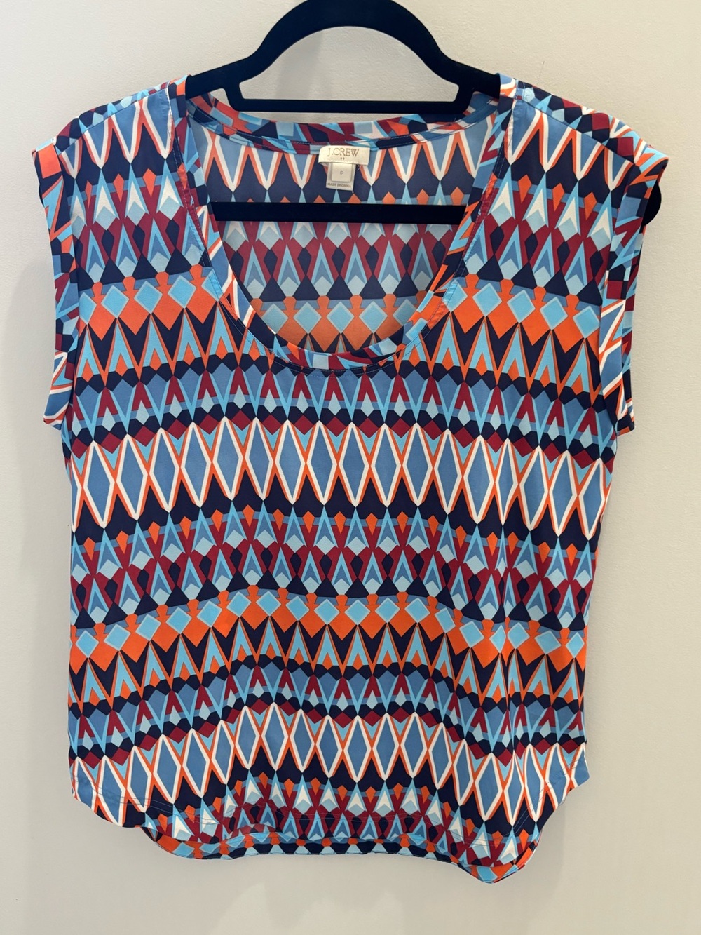 J.Crew patterned short sleeve blouse